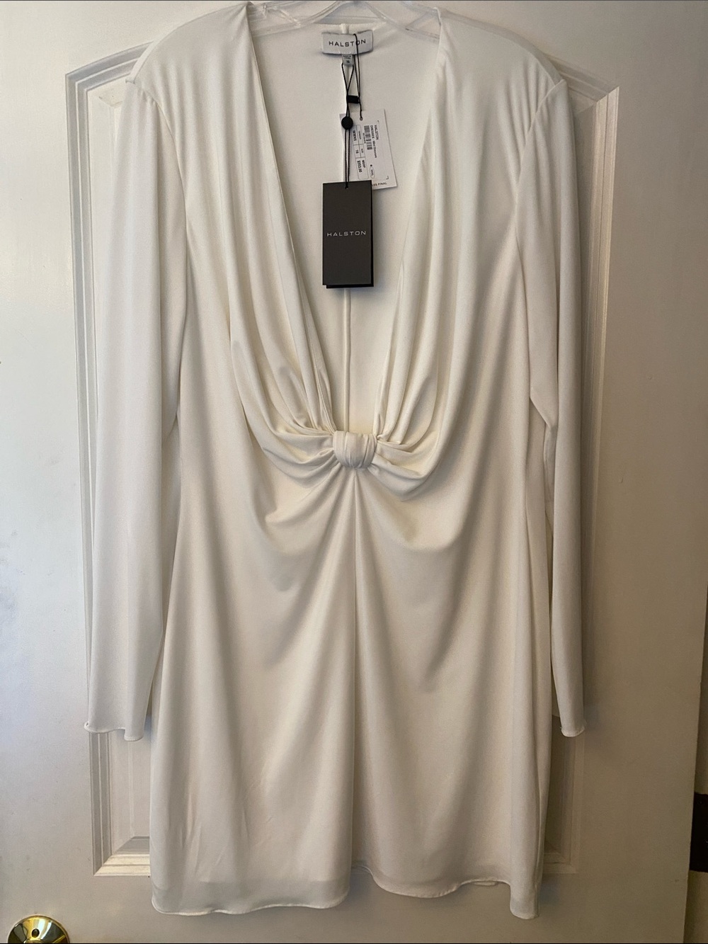 Halston Fay Draped Jersey Plunge Mini Dress NWT Size 16